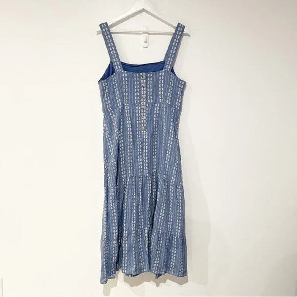 Madewell Embroidered Buttonback Tiered Midi Flowy Tank Sundress - 12 Blue - Picture 4 of 4